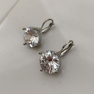 Large Silver Cubic Zirconium Pendant Earrings